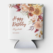 テラコッタかわいらし秋フローラ植物学誕生日 缶クーラー (正面)