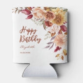 テラコッタかわいらし秋フローラ植物学誕生日 缶クーラー (裏面)