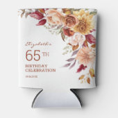 テラコッタかわいらし秋フローラ植物学誕生日 缶クーラー (正面)