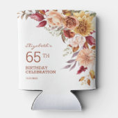 テラコッタかわいらし秋フローラ植物学誕生日 缶クーラー (裏面)