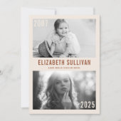 テラコッタその後と今の写真コラージュ卒業 招待状 (正面)