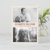 テラコッタその後と今の写真コラージュ卒業 招待状 (スタンド正面)