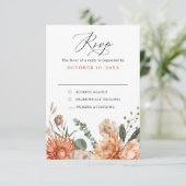 テラコッタとエメラルドグリーンのラスティックフラワーの結婚式 出欠カード (スタンド正面)