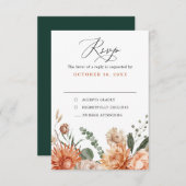 テラコッタとエメラルドグリーン素朴フローラ結婚ズ 出欠カード (正面/裏面)