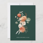 テラコッタとエメラルドグリーン素朴フローラ結婚ズ 招待状 (裏面)