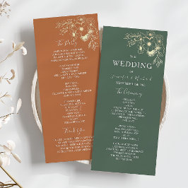 テラコッタとオリーブグリーンのエレガントな結婚式 プログラム