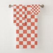 テラコッタとクリームパ市松模様にターン バスタオルセット (インサイチュ)