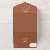 テラコッタとクリーム書結婚文字 オールインワン招待状 (外側)