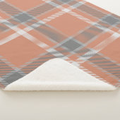 テラコッタとグレーのタータンチェックプライドとモノグラム シェルパブランケット (3/4)