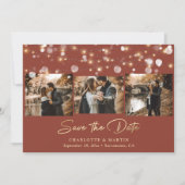 テラコッタとゴールドの結婚式4枚の写真を使ったSave The Date セーブザデート (正面)