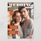 テラコッタとサビ色の雑誌の結婚式の写真 招待状 (正面)