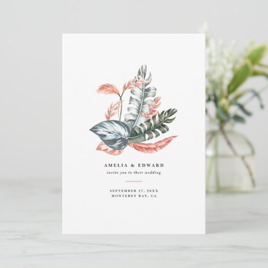 テラコッタとサージグリーンとトロピカルな葉のウェディング (スタンド正面)