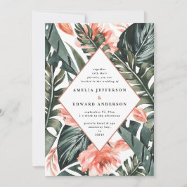 テラコッタとセージグリーンのトロピカルな葉のウェディング