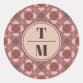 テラコッタとダスティーローズのアートデコウェディングフェイバー ラウンドシール