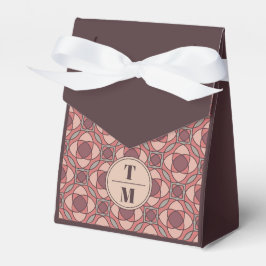 テラコッタとダスティーローズのアートデコ ウェディングギフト フェイバーボックス