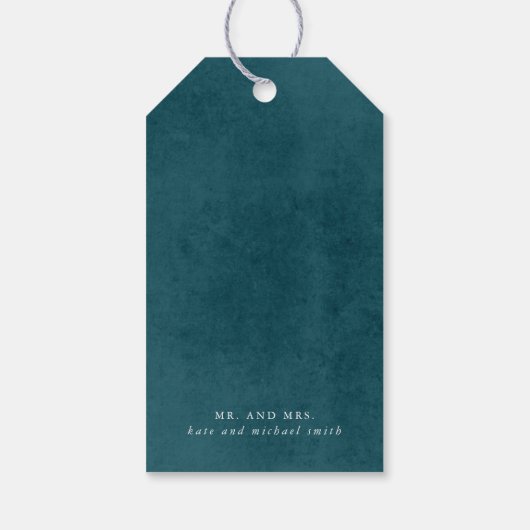 テラコッタとティール（緑がかった色）ブルーラブとギフト感謝していラベル ギフトタグ (裏面)