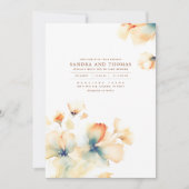 テラコッタとティール（緑がかった色）花エレガント秋の結婚式 招待状 (正面)