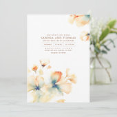 テラコッタとティール（緑がかった色）花エレガント秋の結婚式 招待状 (スタンド正面)