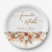 テラコッタとテキラブライトパンパ結婚ス ペーパープレート (正面)