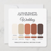 テラコッタとナチュラルな結婚式カラーパレットカード 招待状 (裏面)
