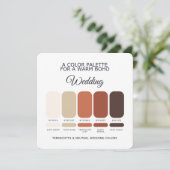 テラコッタとニュートラルな結婚式のカラーパレットカード 招待状 (スタンド正面)