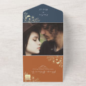 テラコッタとネイビーブルー結婚ズ オールインワン招待状 (外側)