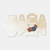 テラコッタとネイビーブルー結婚フラワーズ フェイバーボックス (折り畳みなし)