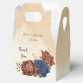 テラコッタとネイビーブルー結婚フラワーズ フェイバーボックス (オープン)