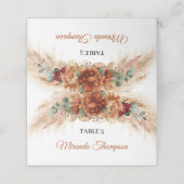 テラコッタとバーガンディの花々緑とパンパ プレイスカード (外部開封)