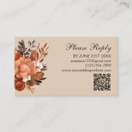 テラコッタとバーントオレンジのウェディング エンクロージャーカード