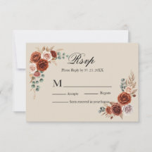 テラコッタとパンパスグラスの結婚式RSVP