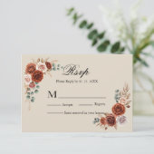 テラコッタとパンパスグラスの結婚式RSVP 出欠カード (スタンド正面)