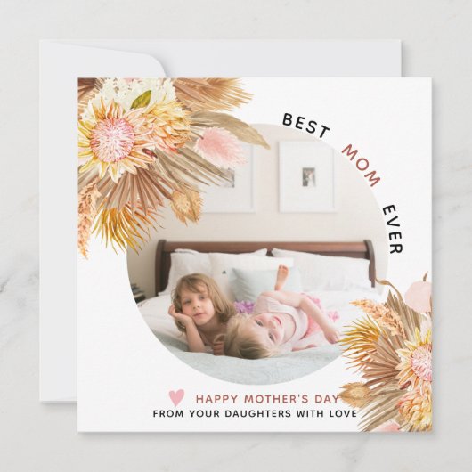 テラコッタとピンクの花母の日の写真 シーズンカード (正面)