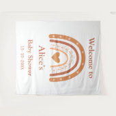 テラコッタとピーチのボヘミアンレインボーウェルカム タペストリー (正面(横))