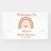 テラコッタとピーチの虹色ベイビーシャワーウェルカム 横断幕 (横)