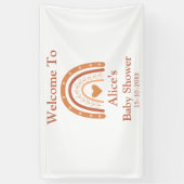 テラコッタとピーチの虹色ベイビーシャワーウェルカム 横断幕 (縦)