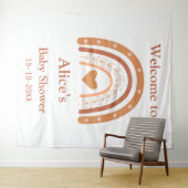 テラコッタとピーチボーホレインボーウェルカム タペストリー (インサイチュ(横))