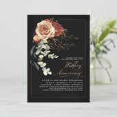 テラコッタとブラックフローラ結婚の記念日 招待状 (スタンド正面)