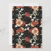 テラコッタとブラックフローラ結婚の記念日 招待状 (裏面)