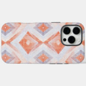 テラコッタとブルーのレトロダイヤモンド幾何学模様 Case-Mate iPhoneケース (裏面 (横))