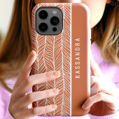 テラコッタとホワイトのヘリンボーン オーダーメイド 名前入り Case-Mate iPhoneケース