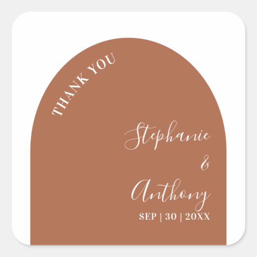 テラコッタとホワイトアー結婚チ スクエアシール (正面)