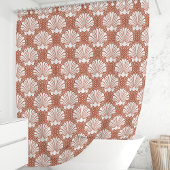 テラコッタとホワイトシーシェル沿岸 シャワーカーテン