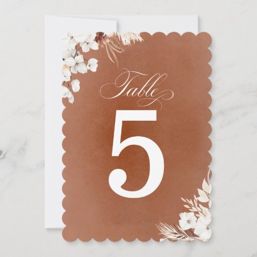 テラコッタとホワイトフラワーズボホテーブル番号 (正面)