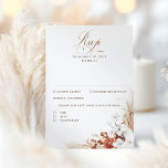 テラコッタとホワイトフローラボホウェディングRSVP 出欠カード<br><div class="desc">テラコッタと白結婚花の返信カード</div>