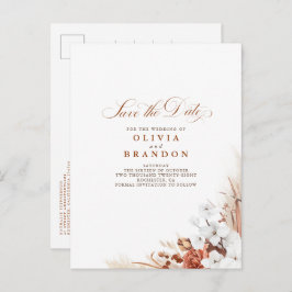 テラコッタとホワイトフローラボホ日付を保存 案内ポストカード