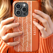 テラコッタとホワイトヘリンボーンのパーソナライズされた名前 Case-Mate iPhoneケース