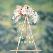 テラコッタとホワイトボホフローラ結婚の歓迎 アクリルサイン (ニュートラル)