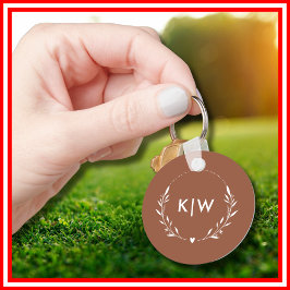 テラコッタとホワイト | イニシャルモダンモノグラム キーホルダー