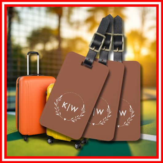 テラコッタとホワイト | イニシャルモダンモノグラム ラゲッジタグ